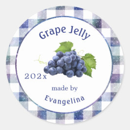 Vintage Purple Grape Jelly Colorful Canning Runt Klistermärke