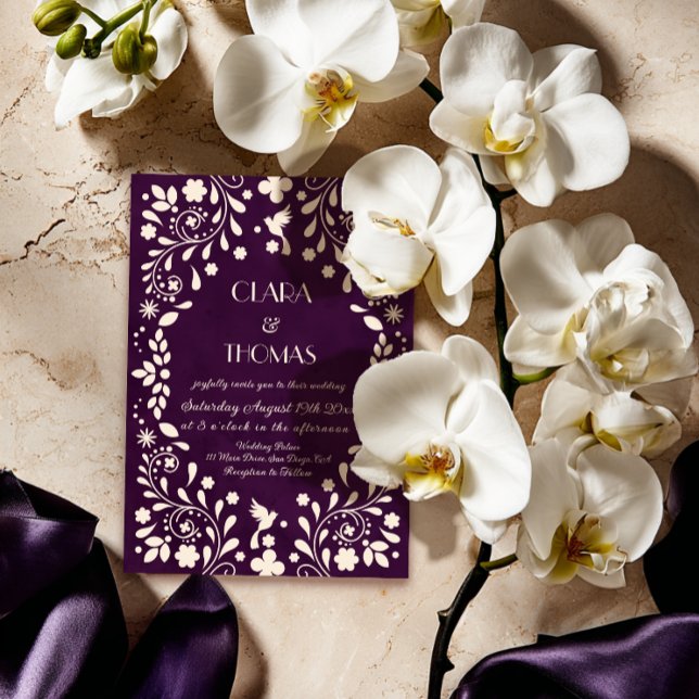 Vintage Purple Mexican Wedding Invitation Inbjudningar (Skapare uppladdad)