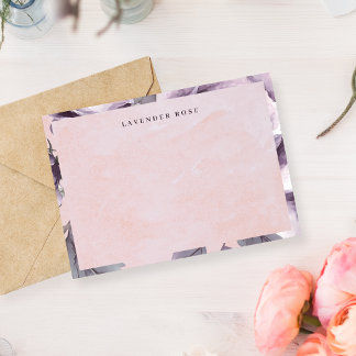 Vintage Purple Rose Watercolor Floral Anteckningskort