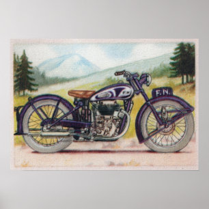 Vintage purpurfärgade F.N. Motorcykel Utskrift Poster