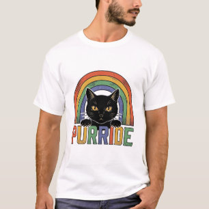 Vintage Purride Svart Katt Regnbåge Tröja Design_1