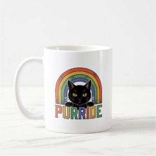 Vintage Purride Svart Katt Regnbåge Tröja Design_1 Kaffemugg