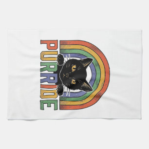 Vintage Purride Svart Katt Regnbåge Tröja Design_1 Kökshandduk