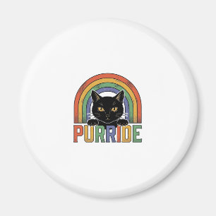 Vintage Purride Svart Katt Regnbåge Tröja Design_1 Magnet