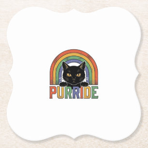 Vintage Purride Svart Katt Regnbåge Tröja Design_1 Underlägg Papper
