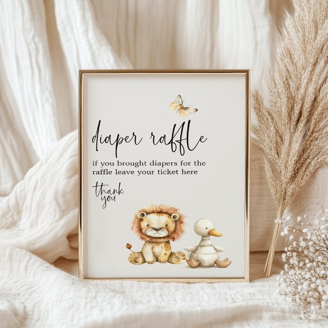 Vintage Push Animals Baby Shower Diaper Raffle Poster (Skapare uppladdad)
