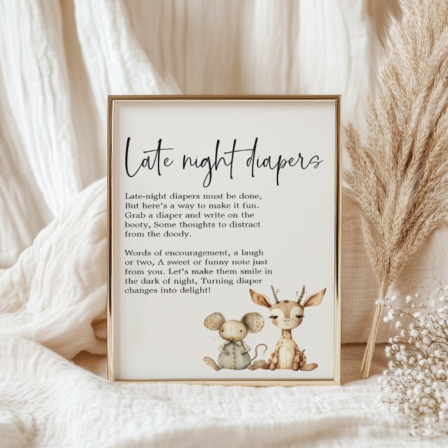 Vintage Push AnimalsBaby Shower Late Night Diaper Poster (Skapare uppladdad)