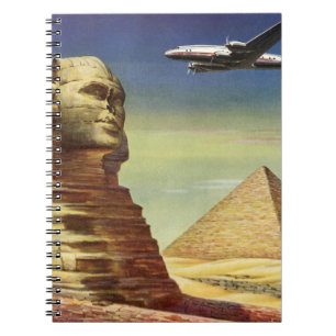 Vintage pyramider, den stora sfingen i Giza, Egypt Anteckningsbok Med Spiral