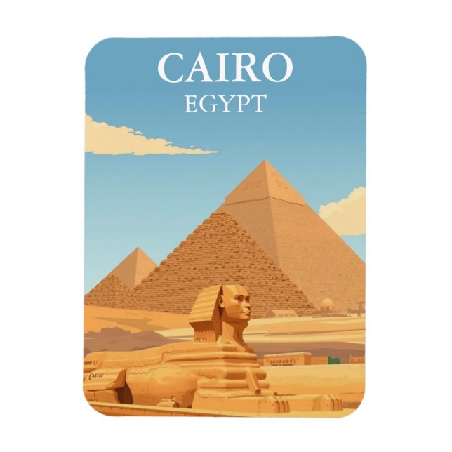 Vintage Pyramids & Sphinx Cairo Egypten Travel Magnet (Vertikal)