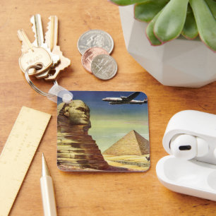Vintage Pyramids, the Great Sphinx of Giza, Egypt Nyckelring