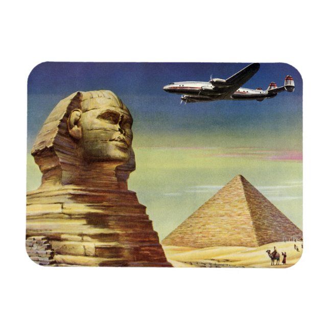 Vintage Pyramids, Underbaren Gizas sfinx, Egypten Magnet (Horisontell)