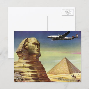Vintage Pyramids, Underbaren Gizas sfinx, Egypten Vykort