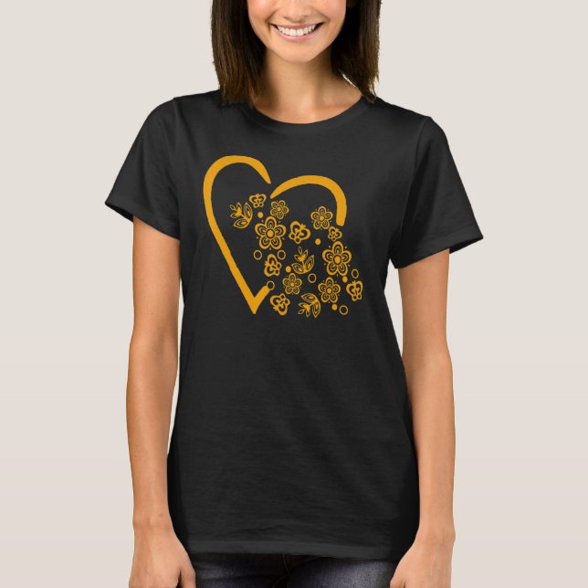 Vintage Pyrex Butterfly Guld Open Heart T Shirt (Framsida)