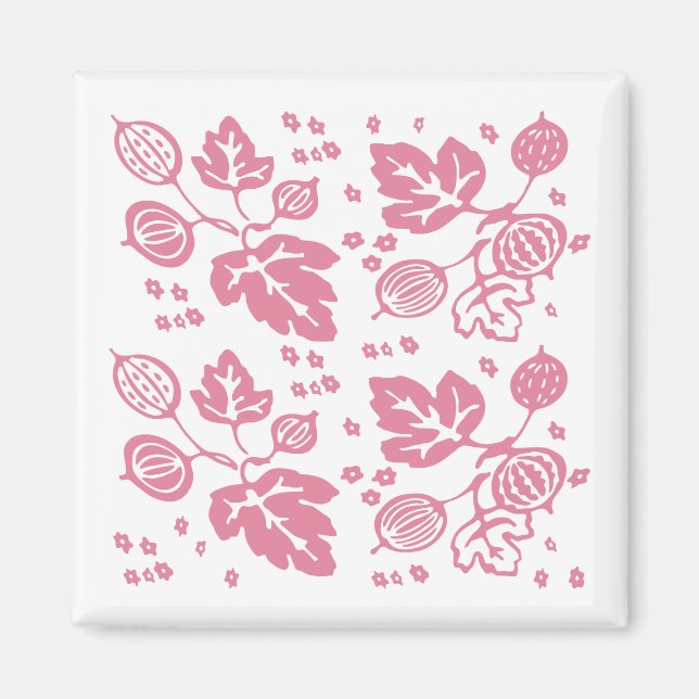 Vintage Pyrex Mönster-Gooseberry (Rosa) Magnet (Framsidan)