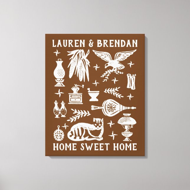 Vintage Pyrex Mönster-Tidigt Amerika (kolonial) Canvastryck (Framsida)