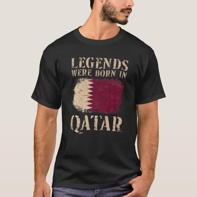 Vintage Qataris Flagga föddes i Qatar T Shirt (Framsida)