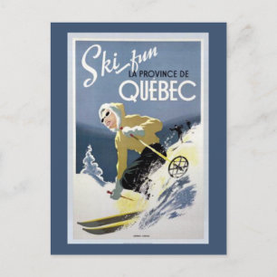 Vintage Quebec, Kanada Ski Vykort