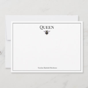Vintage Queen Bee Classic Personlig Note Card Anteckningskort
