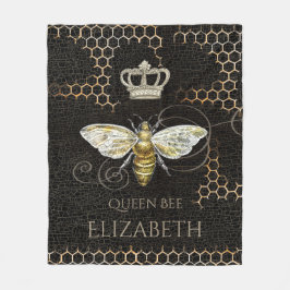 Vintage Queen Bee Royal Krona Honeycomb Black Fleecefilt