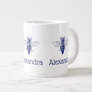 Vintage Queen Bee Teckning i Blue Jumbo Mugg
