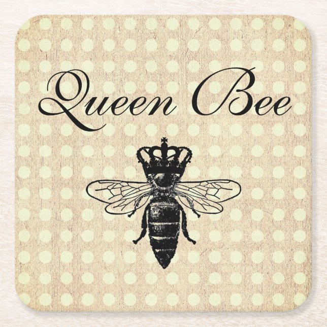 Vintage Queen Bee Underlägg Papper Kvadrat (Framsidan)