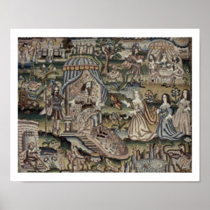 Vintage Queen Esther Tapestry Embroidery Lila Poster