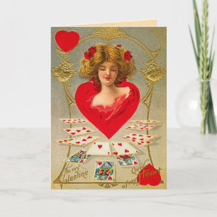 Vintage Queen of Hearts Helgkort