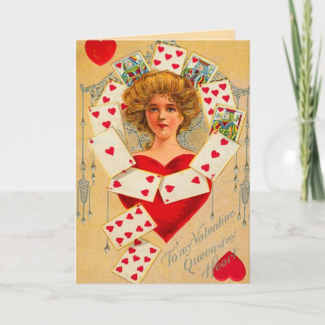 Vintage Queen of Hearts Helgkort (Framsida)