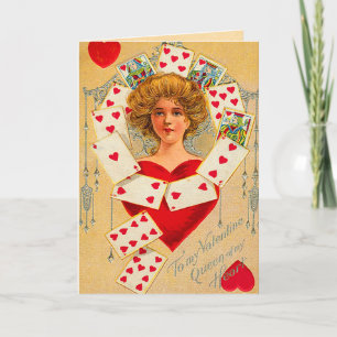 Vintage Queen of Hearts Helgkort