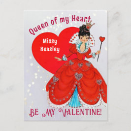 Vintage Queen of Hearts Valentine Helgdag Postcard Vykort