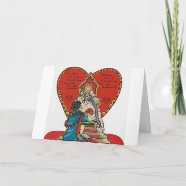 Vintage Queen of Hearts Valentine Helgkort (Framsida)