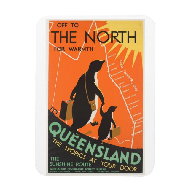 Vintage Queensland Australia Penguins Magnet (Vertikal)