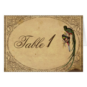 Vintage Quetzal Bird Elegant-Bordsnummer Hälsningskort
