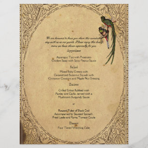 Vintage Quetzal Bird Elegant bröllop Menu