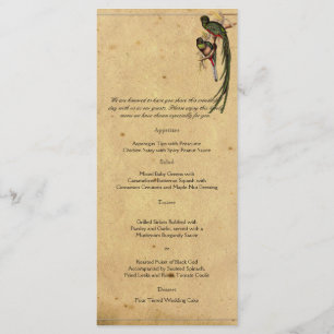 Vintage Quetzal Bird Elegant bröllop Menu Meny