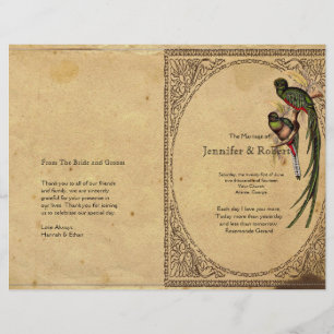 Vintage Quetzal Bird Elegant bröllop-programmet