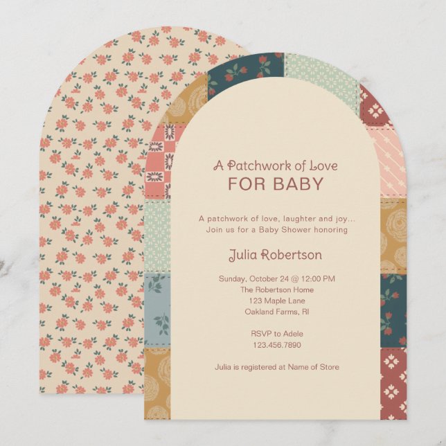 Vintage Quilt Barnrumsfirande Inbjudningar (Fram/baksida)