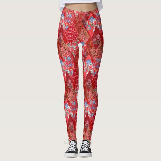 Vintage quilt, lappverk leggings (Framsida)