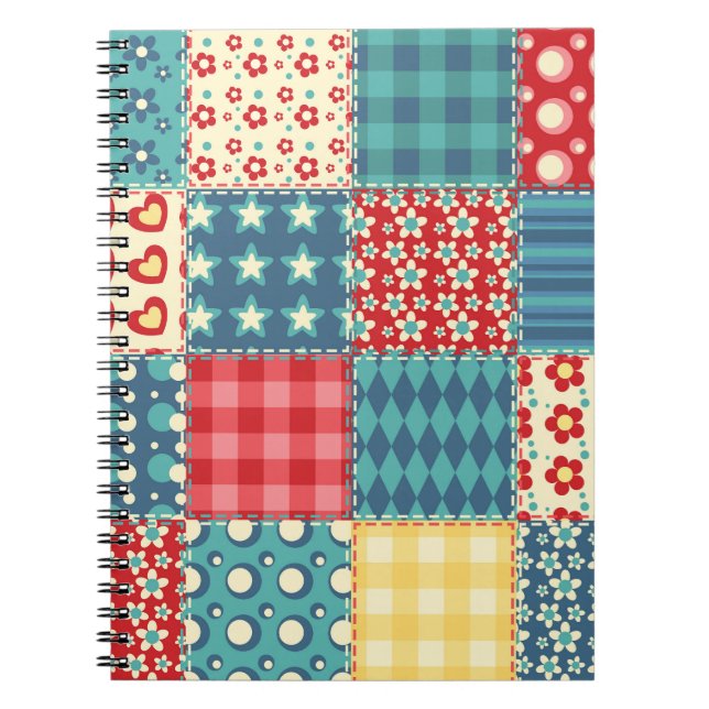 Vintage quilt: lappverksbakgrund mönster. anteckningsbok (Framsidan)