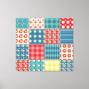 Vintage quilt: lappverksbakgrund mönster. canvastryck