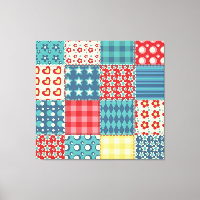 Vintage quilt: lappverksbakgrund mönster. canvastryck (Framsida)
