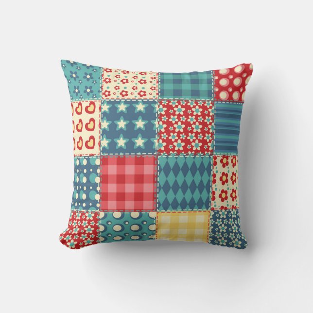 Vintage quilt: lappverksbakgrund mönster. kudde (Framsida)
