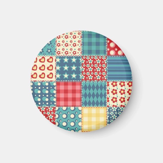 Vintage quilt: lappverksbakgrund mönster. magnet (Framsidan)