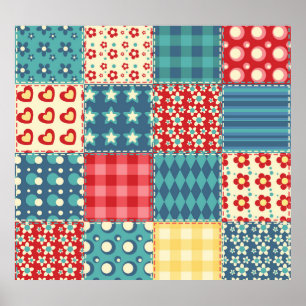 Vintage quilt: lappverksbakgrund mönster. poster