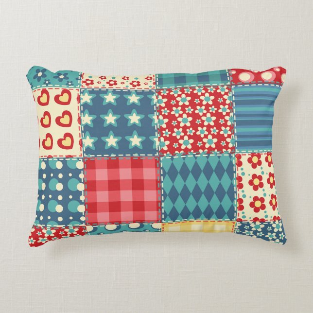 Vintage quilt: lappverksbakgrund mönster. prydnadskudde (Framsidan)