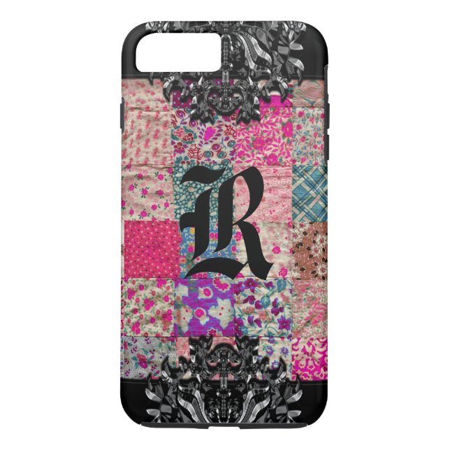 Vintage Quilt Monogram Case-Mate iPhone Skal (Baksida)