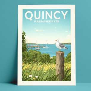 Vintage Quincy Massachusetts Vykort
