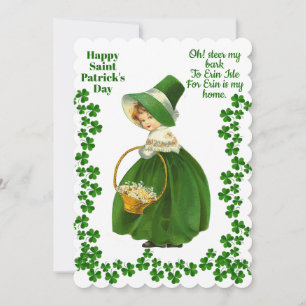 Vintage Quote Saint Paddys Day Shamrock Girl Grönt Julkort