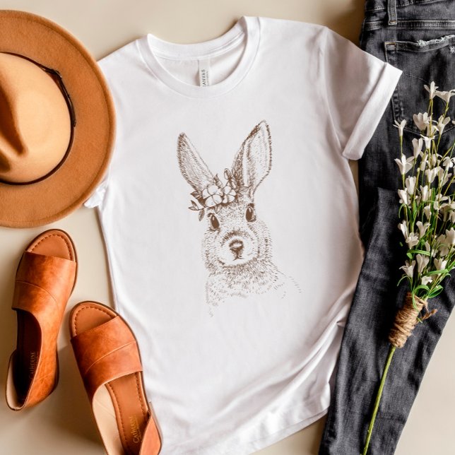 Vintage Rabbit and Flowers T Shirt (Skapare uppladdad)