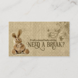 Vintage Rabbit Babysit & Childcare Card Visitkort